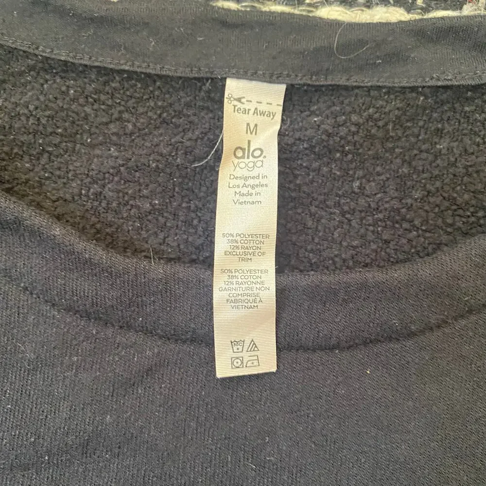 🌿ALO Yoga Womens Cropped Black Tassel Sweater Top M